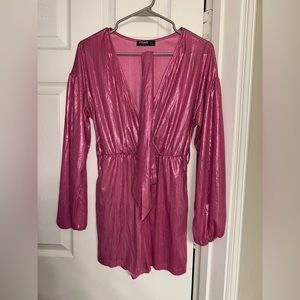 shimmering pink long sleeve romper